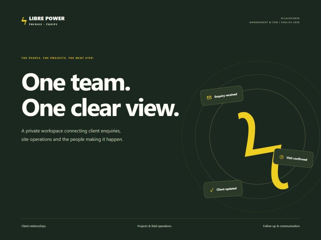 Libre Power · Management & CRM app showcase cover